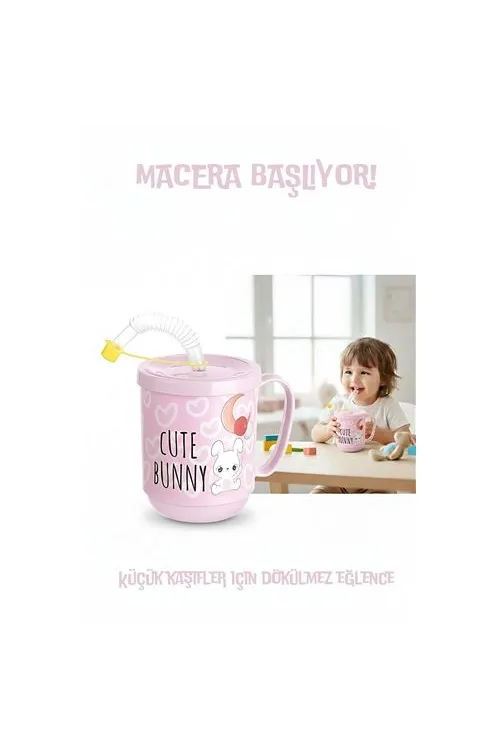 Premium Pipetli Çocuk Bardağı 350 ml -Alıştırma Bardağı ve Suluk