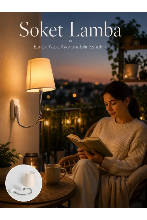 Priz Lambası Esnek Kollu Yatak Başı Aydınlatma