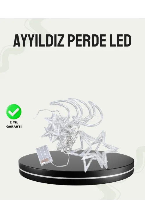 Prizli Yıldız Ay Perde Led Işık Ev Ve Organizasyon Dekoru