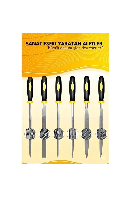 Profesyonel 6lı Ahşap Eğe ve Törpü Seti - Hassas Oyma ve Şekillendirme Hobi Takımı (17cm)