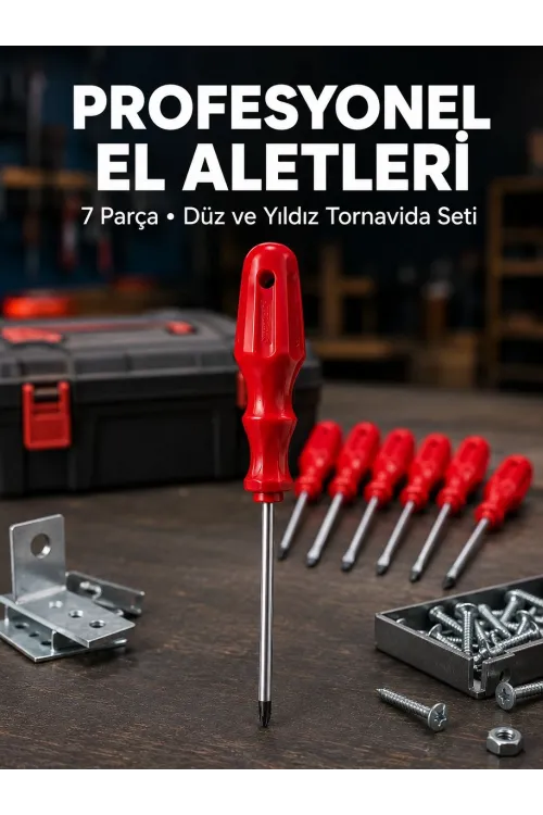Profesyonel 7 Parça Tornavida Seti Ergonomik Saplı El Aleti