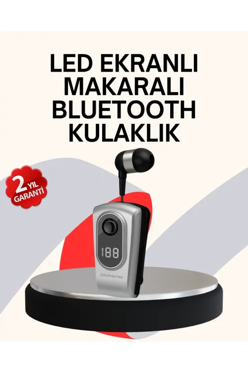 Profesyonel Bluetooth Kulaklık – Klipsli, Titreşimli, Dijital Göstergeli