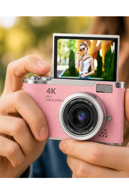 Profesyonel Çekim İçin 48 Mp Kamera 18x Zoom Flip Ekran Dijital Kamera