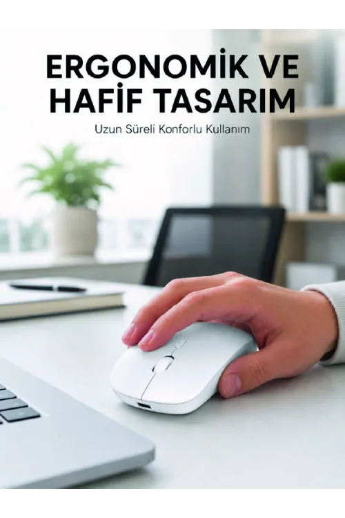 Profesyonel Kablosuz Bluetooth Mouse Çift Modlu Şarjlı Ergonomik Fare