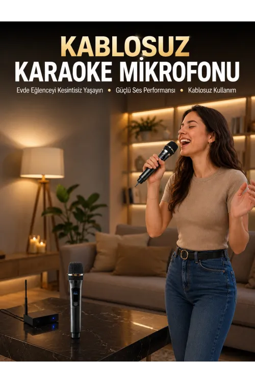 Profesyonel Kablosuz Mikrofon Seti Çift Mikrofonlu