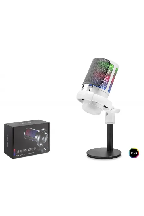 Profesyonel Mikser Kontrollü Gaming Rgb Mikrofon 24 Bit Çinko Alaşım Gövde Type-C - Beyaz ME6SW