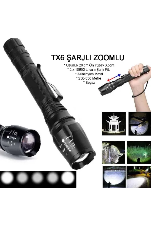 Profesyonel Tx6 Şarjlı Zoomlu El Feneri  Wt-241