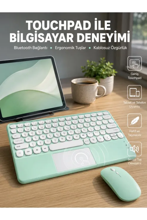 Profesyonel Wifi Q Klavye Bluetooth Klavye Touchpad 10.8 Inç Yeni Nesil