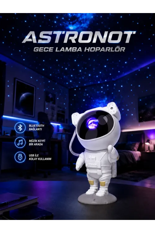 Projeksiyon Astronot Lamba Speaker Sevimli Astronot Bluetooth Hoparlör Yeni Nesil