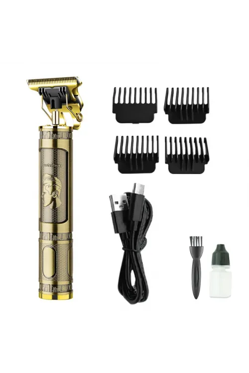 PS-033 Çelik Kasa Profesyonel T-bıçak Saç Sakal Ense Ve Çizim Tıraş Makinesi