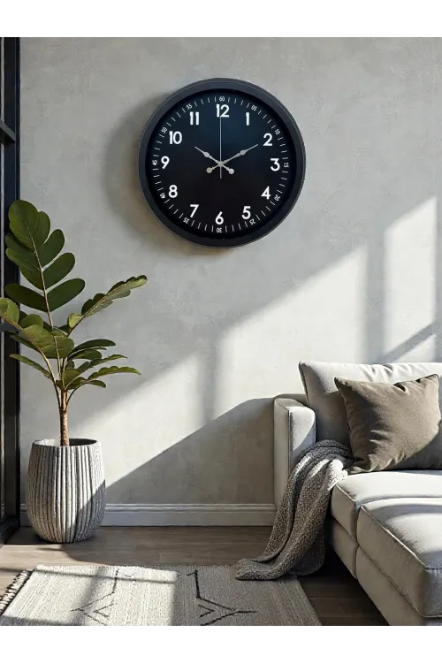 Pure Dark Black 40 Cm Metal Duvar Saati