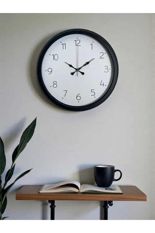 Pure Time Black 40 Cm Metal Duvar Saati