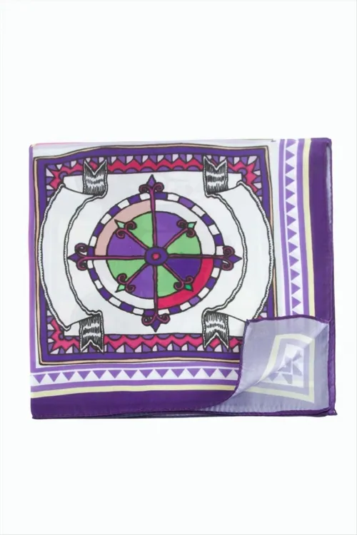 Pusula At Arabası Desenli Zr Şifon Fular 50*50 cm