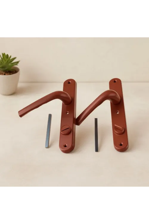 PVC Banyo-WC Kilitli Kapı Kolu Kahve