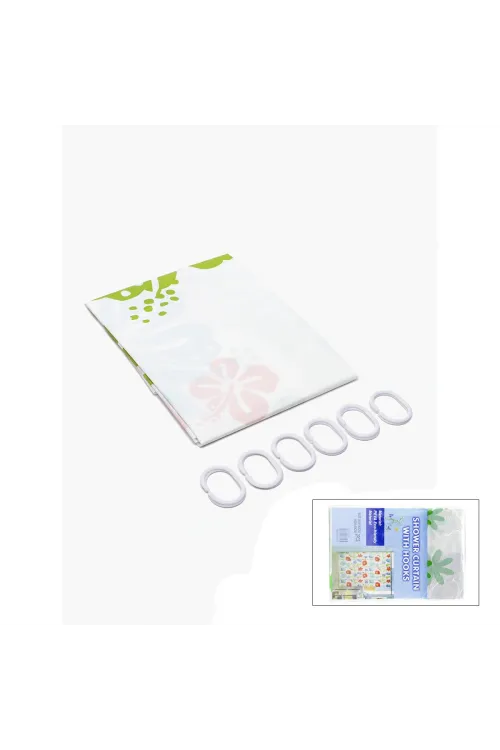 PVC Duş Perdesi - Çift Kanatlı - 12 Halkalı - 90x180 cm