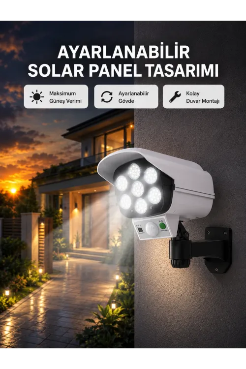 Pvc+pc Malzemeli, 2si 1 Arada Güvenlik Lambası – Ayarlanabilir Başlık Ve Panel Açısı