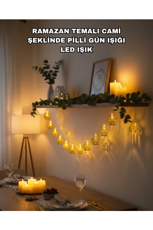 Ramazan Bayram Süslemesi İçin Led Işık Cami Figürlü Dekoratif Tasarım