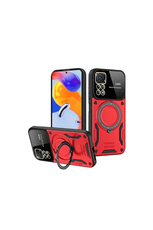 Realme 11 Pro Plus Joy Lens Standlı Kapak - Kırmızı