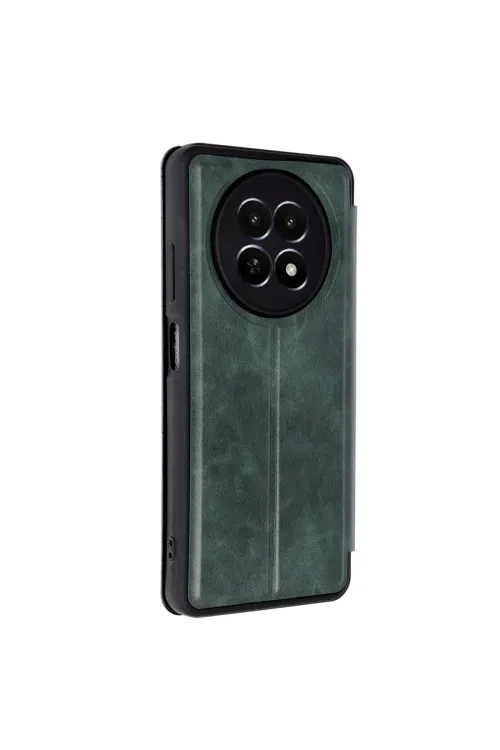 Realme 12 5g Kılıf Flip Cover - Koyu Yeşil