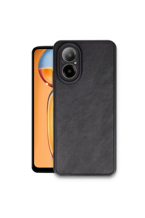Realme 12 Lite Kılıf Aras Deri Kapak - Siyah