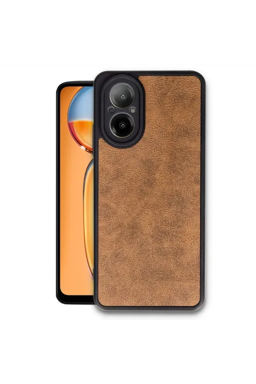 Realme 12 Lite Kılıf Aras Deri Kapak - Taba