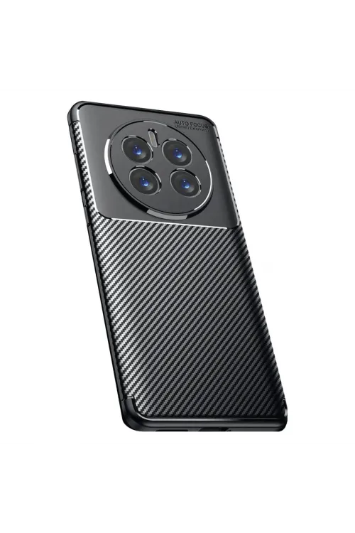 Realme 12 Pro Plus Kılıf Auto Focus Karbon Kapak - Siyah