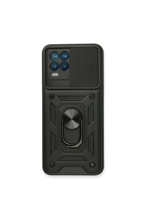 Realme 8 Kılıf Pars Lens Yüzüklü Silikon - Siyah
