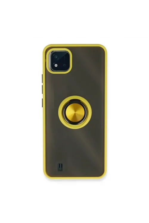 Realme C11 2021 Kılıf Montreal Yüzüklü Silikon Kapak - Sarı