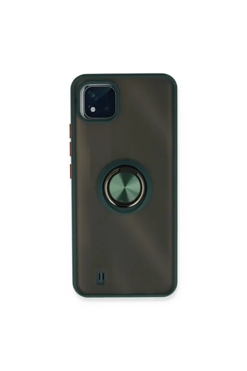 Realme C11 2021 Kılıf Montreal Yüzüklü Silikon Kapak - Yeşil