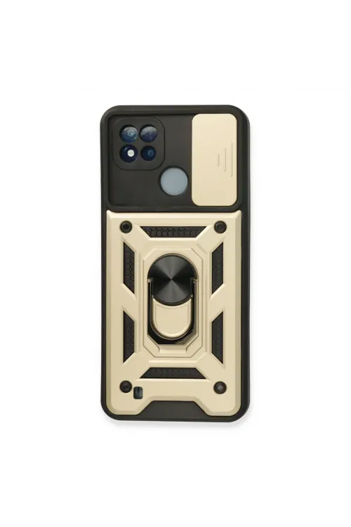 Realme C11 2021 Kılıf Pars Lens Yüzüklü Silikon - Gold