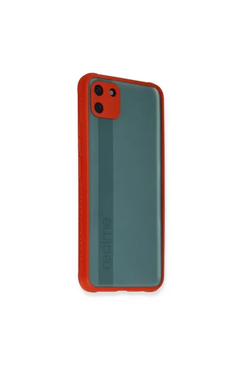 Realme C11 Kılıf Miami Şeffaf Silikon - Kırmızı