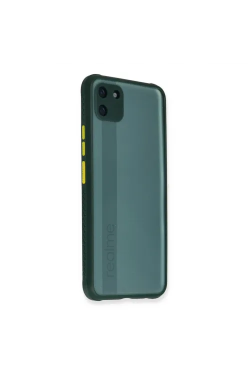 Realme C11 Kılıf Miami Şeffaf Silikon - Koyu Yeşil