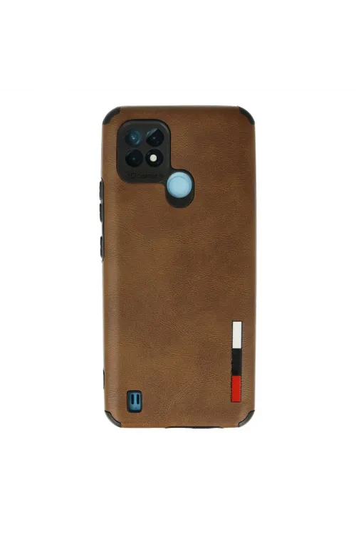 Realme C21 Kılıf Loop Deri Silikon - Kahverengi