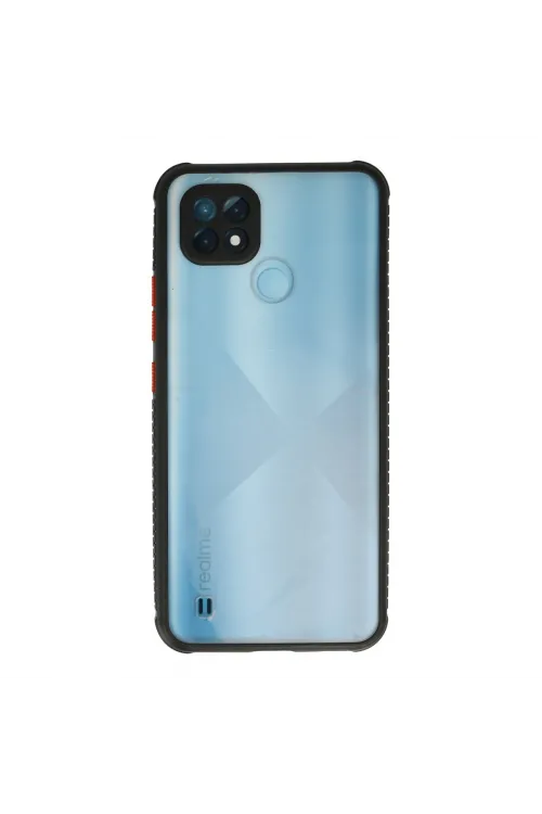 Realme C21 Kılıf Miami Şeffaf Silikon - Siyah