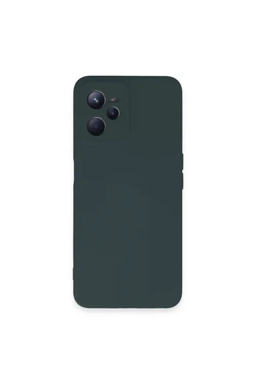 Realme C35 Kılıf Nano İçi Kadife Silikon - Koyu Yeşil