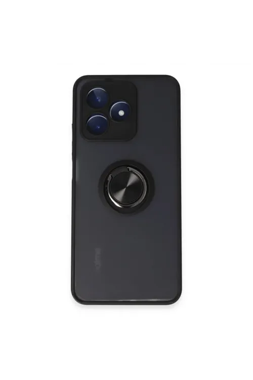 Realme C53 Kılıf Montreal Yüzüklü Silikon Kapak - Siyah