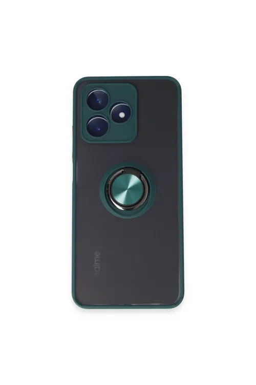 Realme C53 Kılıf Montreal Yüzüklü Silikon Kapak - Yeşil