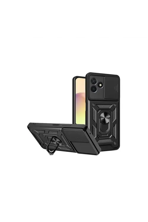 Realme C53 Kılıf Pars Lens Yüzüklü Silikon - Siyah