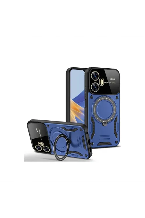Realme C55 Kılıf Joy Lens Standlı Kapak - Lacivert