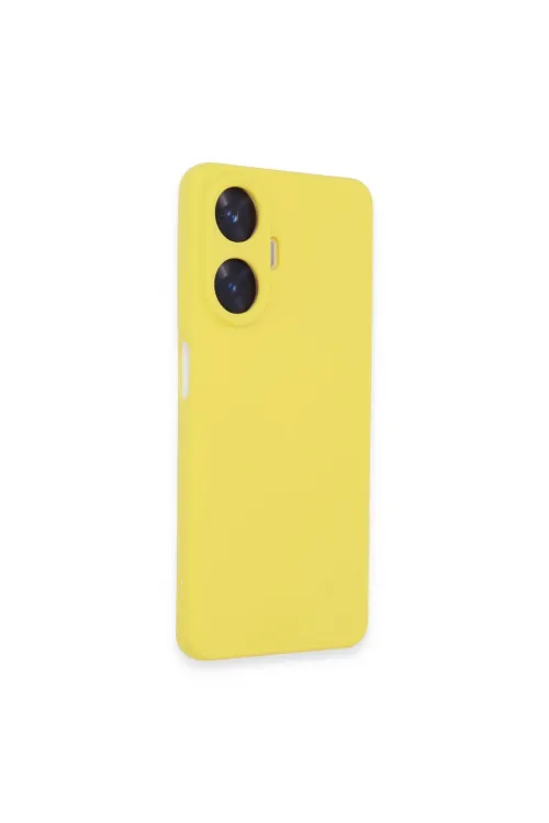 Realme C55 Kılıf Nano İçi Kadife Silikon - Sarı