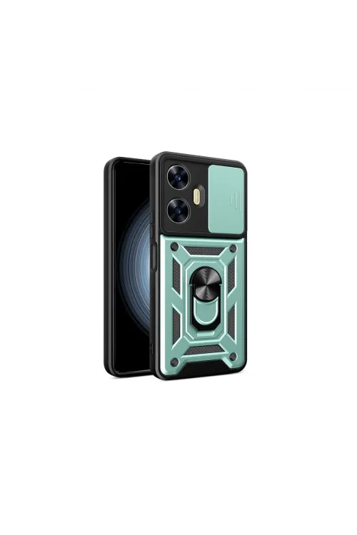 Realme C55 Kılıf Pars Lens Yüzüklü Silikon - Yeşil