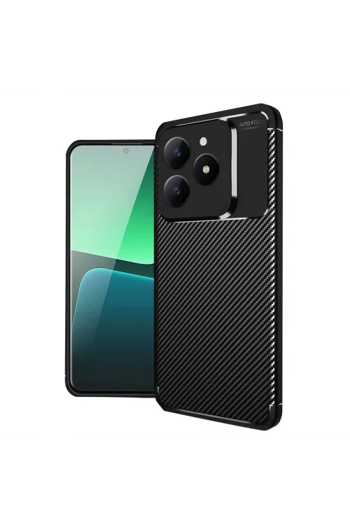 Realme C61 Kılıf Auto Focus Karbon Kapak - Siyah