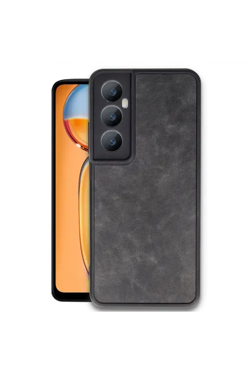 Realme C65 Kılıf Aras Deri Kapak - Siyah
