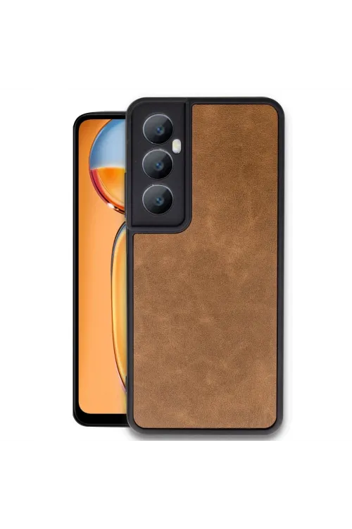 Realme C65 Kılıf Aras Deri Kapak - Taba