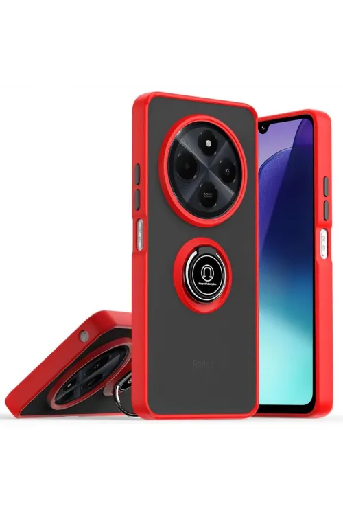 Realme C75 4g Kılıf Montreal Yüzüklü Silikon Kapak - Kırmızı