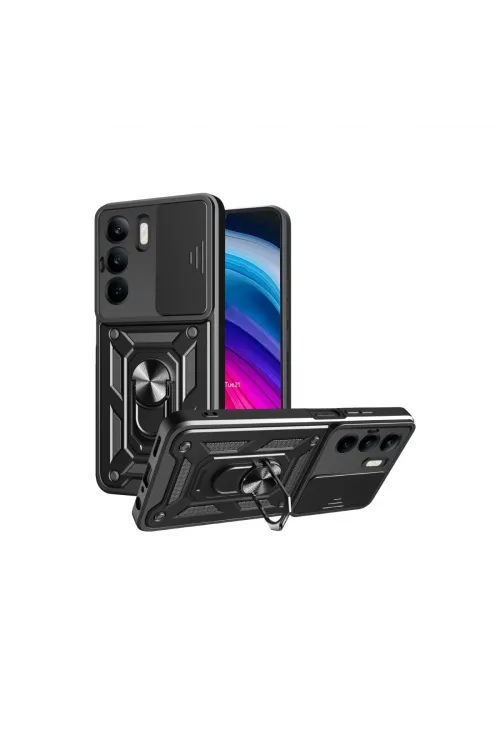 Realme C75 4g Kılıf Pars Lens Yüzüklü Silikon - Siyah
