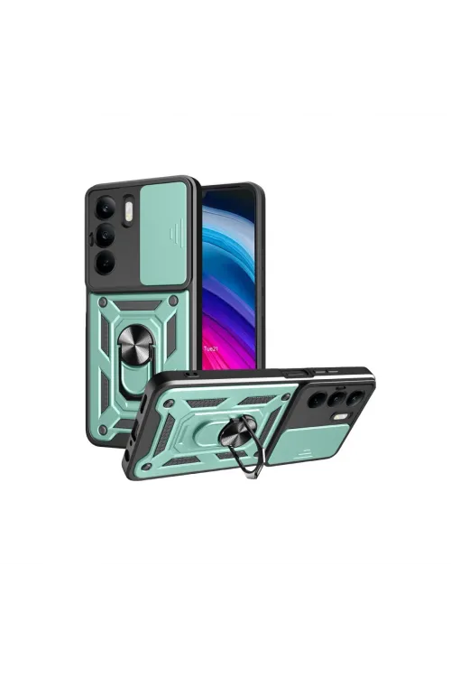 Realme C75 4g Kılıf Pars Lens Yüzüklü Silikon - Yeşil