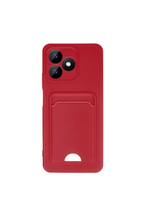 Realme Note 50 4g Kılıf Kelvin Kartvizitli Silikon - Kırmızı