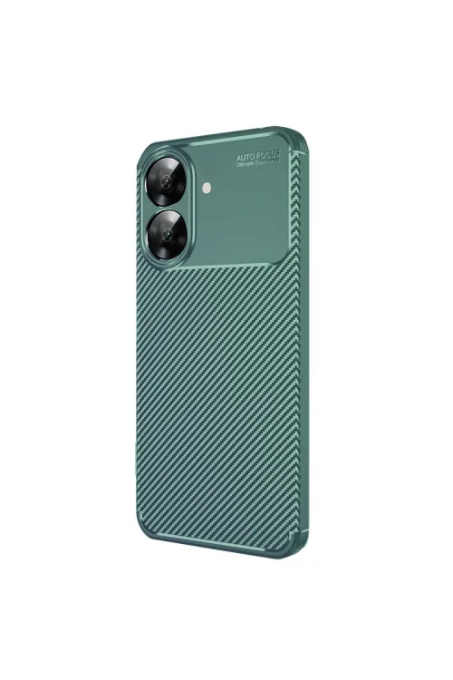 Realme Note 60 Kılıf Auto Focus Karbon Kapak - Koyu Yeşil