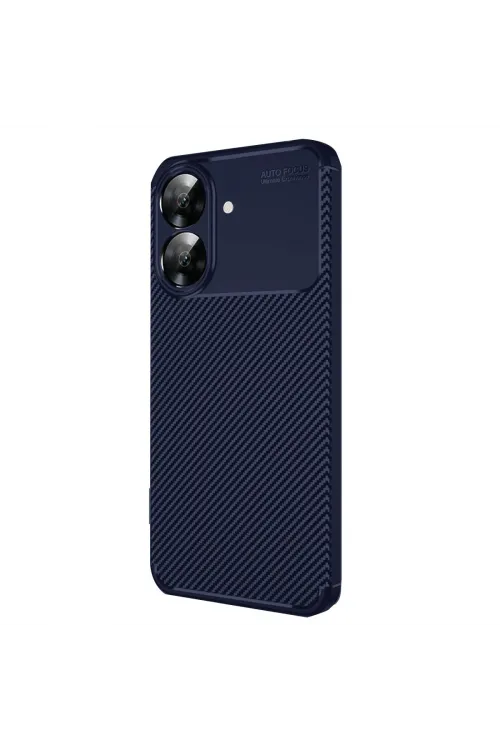 Realme Note 60 Kılıf Auto Focus Karbon Kapak - Lacivert